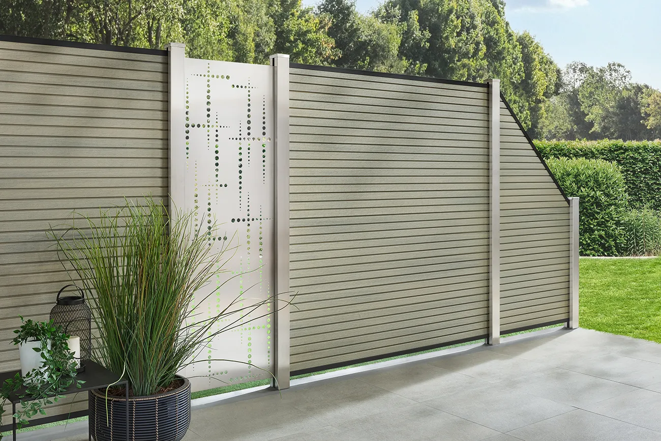 palissade composite en gris taupe